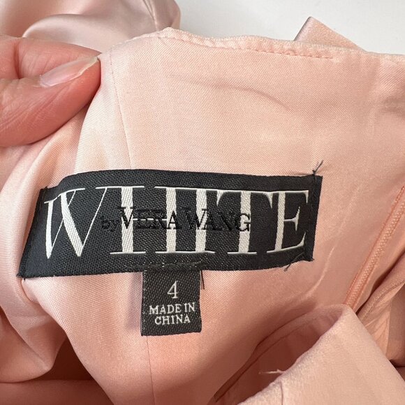 Vera Wang White Halter Neck With Sash Dress Bridesmaid Maxi Blush Pink 4 - Picture 6 of 16